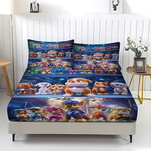 PAW Patrol Adventure Fitted Sheet,Home Bedding Set,Including 1 Bed Sheet and 2 Pillowcases,Anti Slip Dust Cover Suitable for Bedrooms and Guest Rooms,Suitable for Personal Use or Gift Giving, Bedset