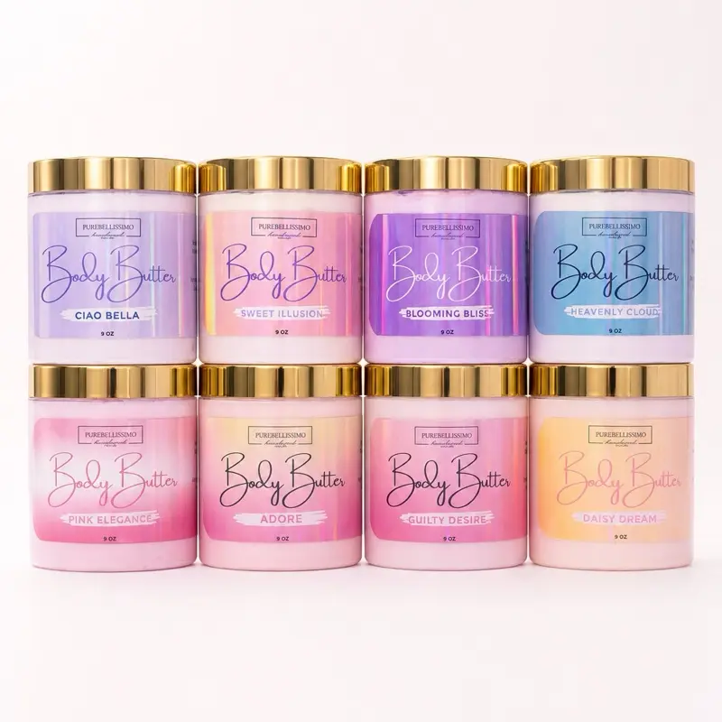 PureBellissimo Body Butters Set of 8 - Ciao Bella, Sweet Blush, Blooming Bliss, Heavenly Cloud, Pink Elegance, Adore, Quilty Desire, Daisy Dream