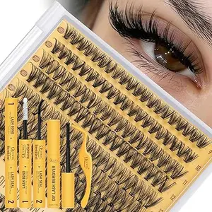 Lash Clusters Kit, 320 Pcs 30D+40D Lash Cluster Eyelash Extensions 9-16mm Lash Clusters Wispy Kit with Eyelash Clusters Bond and Seal Glue Remover Tweezers (30D+40D Kit)