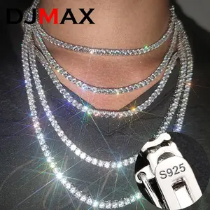 [Tennis Chain] Premium Unisex Moissanite Tennis Necklace with Gift Box for Men Original 925 Sterling Silver Hip Hop Tennis Bracelet for Women