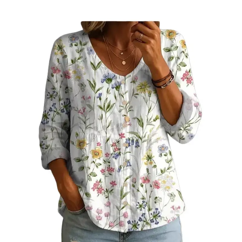 Printed open-front kimono top