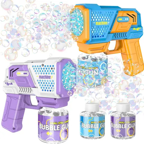 Kids Handheld Bubble Maker - Shatter-Resistant ABS, Dual LED Lights, 360° Leak-Proof Design, High-Speed Motor, Continuous Play, 3-8 Ages Gift for Boys & Girls (Toys & Hobbies, Sports & Outdoor Play, Machine Bubbles)