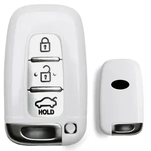 iJDMTOY Exact Fit Gloss Metallic Pearl White Smart Remote Key Fob Shell For Hyundai Veloster Sonata Elantra Genesis Kia Optima Forte (Double Check The Year/Fitment in Description)