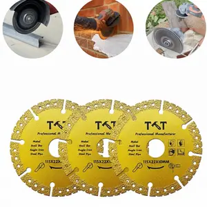3PCS 4.5"(115MM) Golden Diamond Multi-purpose Saw Blades for Marble, Quartz, Stone, Tile, Metal, Plastic Angle Grinder Cutting Saw Blades