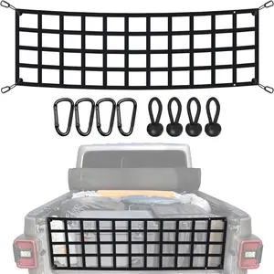 Tailgate Net for Pickup Truck Bed - Cargo Trucks Bed Divider for Full Size Truck 60'' x 18'' (Black) - Mesh Tail gate Competible with Chevy, Ford, Tacoma, Toyota, Ram etc