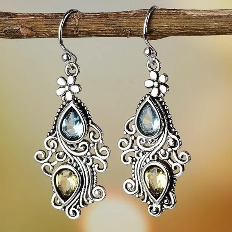 Vintage Flower Design Dangle Earrings, Dangling Earrings, Classic Style Earrings, Fashion Stylish Jewelry for Party, Daily Clothing Decor, Trendy Fashionable Accessories, Trendy All-match & Exquisite Jewelry for Birthday Gift