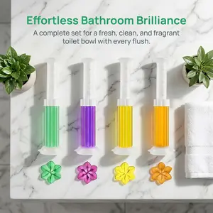 Bloomy Toilet Gel Stamps – Clinging Flower-Shaped Cleaner for Toilet Bowl, Eliminates Odor & Bacteria with Fresh Scent, Long-Lasting Lavender – 3Pcs
