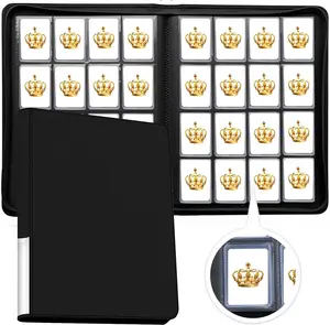 16-Pocket Ringless Side-Load Toploader Card Binder with Card Sleeves for 3"x4" Trading/Sports Collectibles, Holds Up to 640 Pieces (Black)