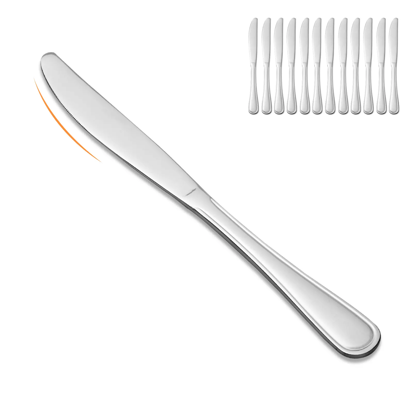12-Piece Elegant Stainless Steel Dinner Knives Set - 8 inches Corrosion Resistant, Dishwasher Safe Modern Cutlery for Home, Daily Use, Dinner Parties
