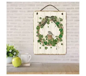 Courtside Market Three-Leaf Clover Wreath 12x16Hanging Sign
