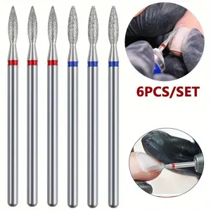 6pcs Flame Nail Drill Bits 3/32" Cuticle Clean E-file Bit Milling Cutter for Manicure Pedicure Acrylic Nail Art Tools Manicure Kit