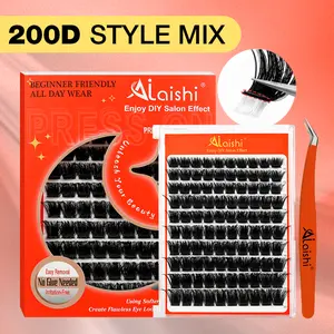 Ailaishi 150D/200D Self Adhesive Eyelashes 10-20mm Volume Lash Clusters  Press on Lashes No Glue Needed 100/130Pcs Pre Glued Lashes Clusters DIY Eyelash Extensions Kit with Tweezers