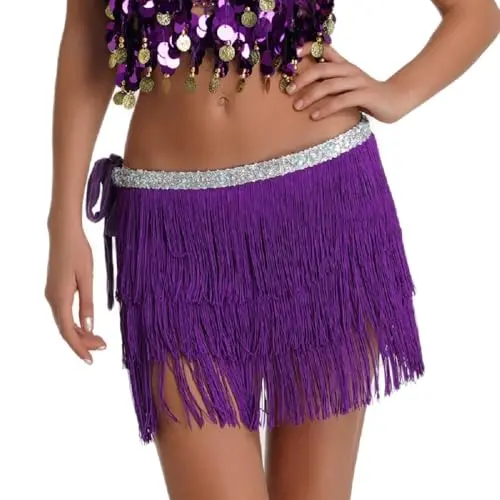 No sequin 3layerfringe purple
