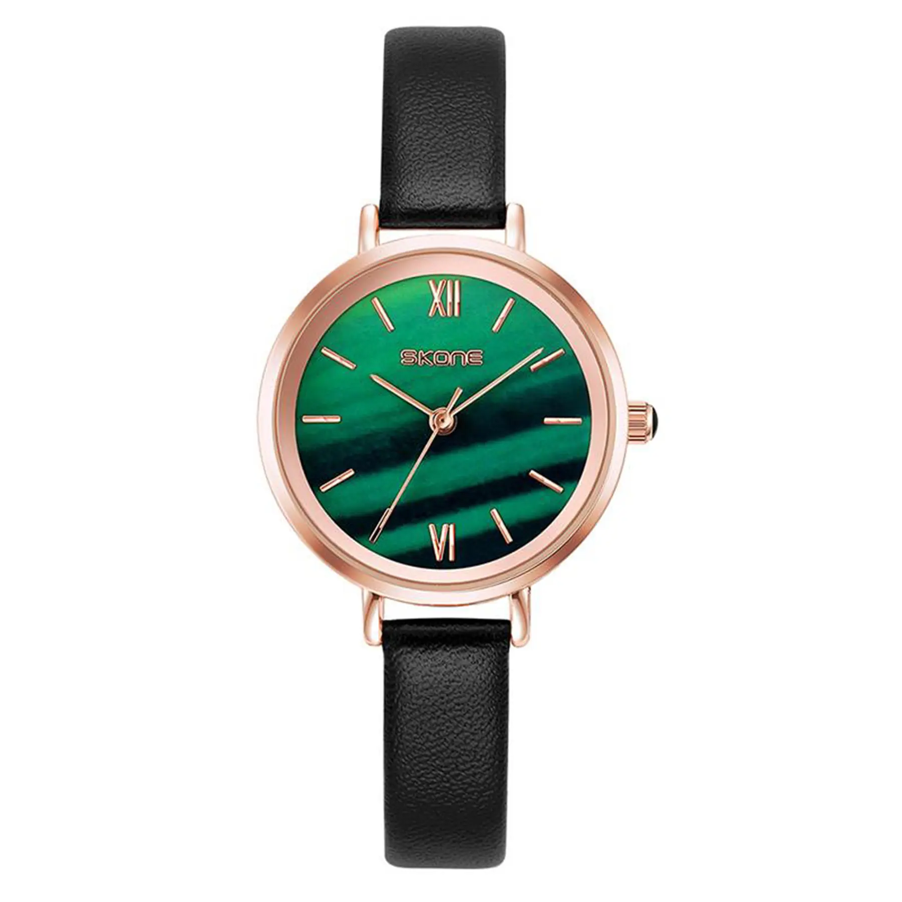 OIDEA Women's Classic Dainty Wrist Watch, Minimalist Green Dial with Adjustable PU Leather Band, Ultra-Slim Lightweight Quartz Movement, Minimalist Decluttering, Adjustable Wrist Watches