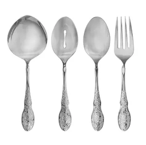 4-Piece Serve Utensils Set, Stainless Steel, Silver