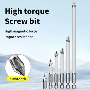 6-pieces Anti-Slip Magnetic Screwdriver Set, Phillips Impact Bits, 1/4-inch Hex Shank, Electric Screwdriver Bit Combination, Suitable for Office, Home, Indoor, and Construction Use, Compatible with Electric and Manual Drives