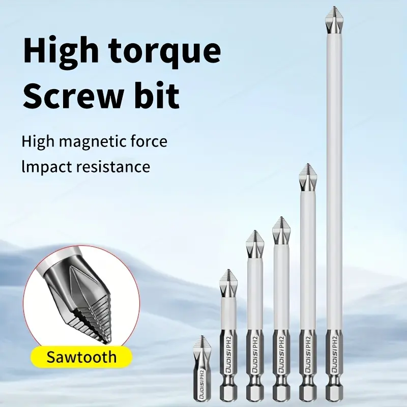 6-pieces Anti-Slip Magnetic Screwdriver Set, Phillips Impact Bits, 1/4-inch Hex Shank, Electric Screwdriver Bit Combination, Suitable for Office, Home, Indoor, and Construction Use, Compatible with Electric and Manual Drives