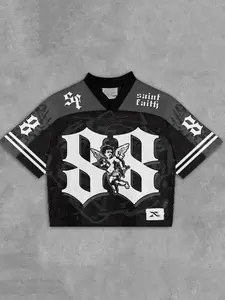 Sopula Vintage Saint Faith Graphics Blokecore Blokette Football V-Neck Jersey