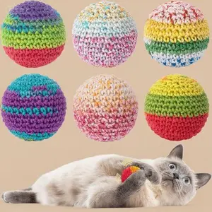 Woolen Yarn Cat Balls with Bell, Interactive Cat Toys for Indoor Play, Soft Chew Toys for Kittens, 6 Pack Cat Ball Set, Durable and Fun Cat Playthings gravity  ball shaped  harness rose  toys  kitty pretty  paws  pets cat  pacifiers