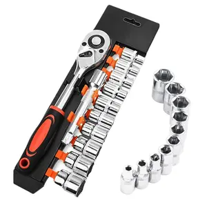 12pcs 1/4" Ratchet Socket Multitool Wrench Set for Bike Bicycle Repair, Drive Socket Set with 10 Sockets (4-13mm) and 2 Way Quick Released Ratchet Handle and Extension Bar