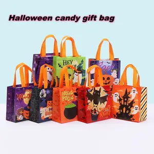 Halloween Candy Bags, 16pcs/32pcs Non-Woven Material, Ghost Bat Pumpkin Witch Design, 7.87x7.87x3.54 Inches, Perfect for Trick-Or-Treating