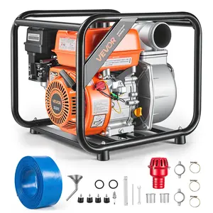 【Summervibes】VEVOR Gas Powered Water Pump, 3 in, 242 GPM 7HP Semi Trash Water Transfer Pump Portable, Gasoline Engine with 25 ft Discharge Hose, Heavy Duty Frame, Cast Iron Impeller, for Irrigation, Ponds, Pools