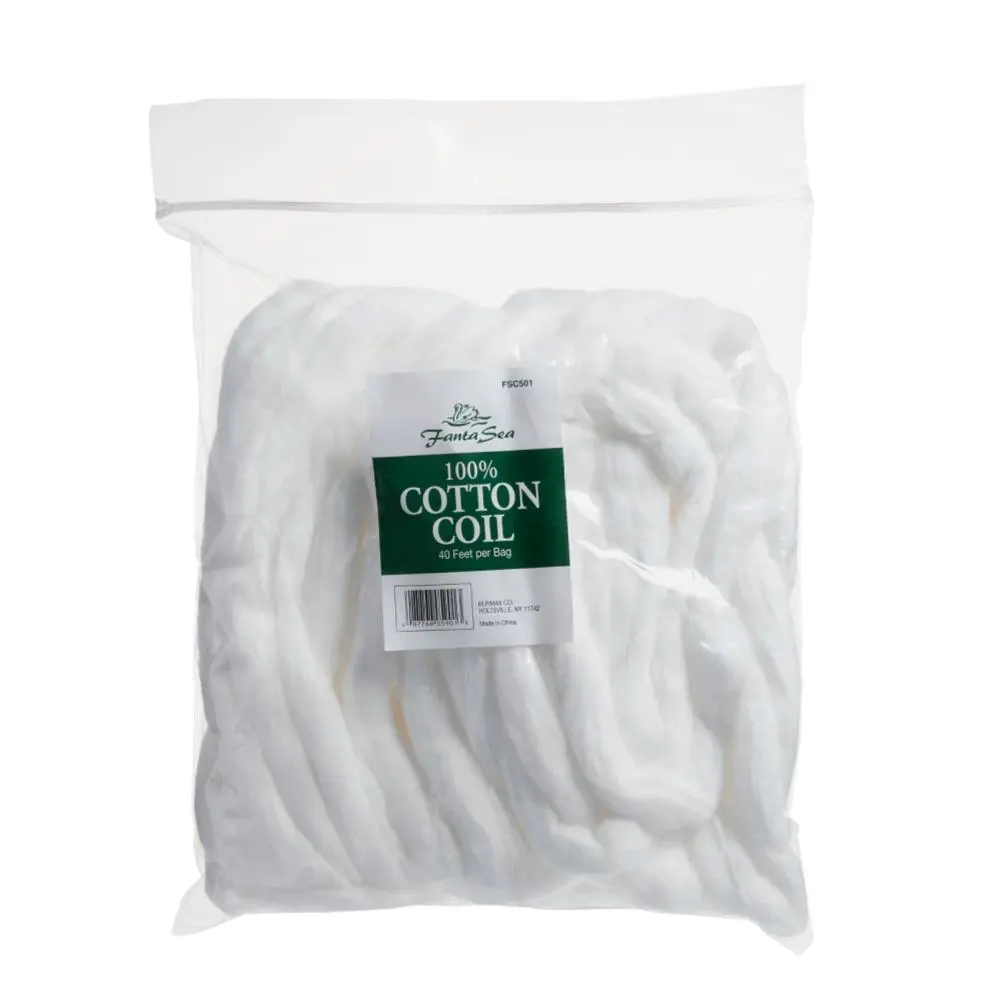 FantaSea 100% Cotton Extra-Thick Coil - 40ft Absorbent Home Organizer with Resealable Bag, for Salon Use to Keep Chemicals Off, Protect Necks Under Capes & Separate Toes for Pedicures, 40 Feet