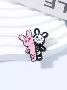 Gothic Rabbit Enamel Badge, Block Design, Subculture Style, Perfect for Gothic Lovers & Doll Collectors, Daily Backpack Decoration, Emblem Badge Decoration