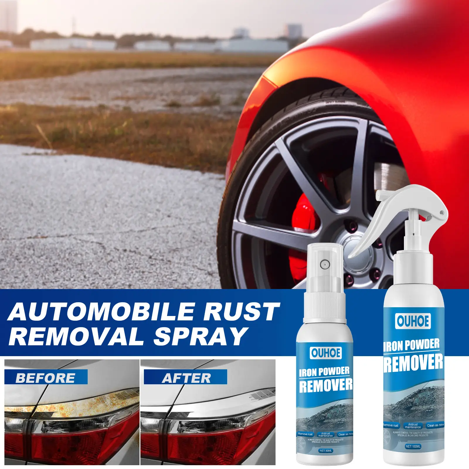 Rust Remover Spray, Remover for Metal, Iron Stain Cleaner for Multiple Surfaces,for Heavy Duty Rust Dissolver for Metal, Tools, Cars, Chains