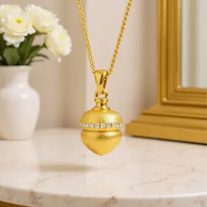 Fashion Copper Nuts Acorn Pendant Necklace for Women Golden Waterdrop Pine Cone Necklace Jewelry Accessories