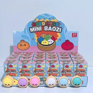 24pcs Glowing Cute Dumpling Press Keychain, PVC Food Shape Pendant, Durable Stress Relief Toy, Ideal for Daily Use, Parties, Gifts