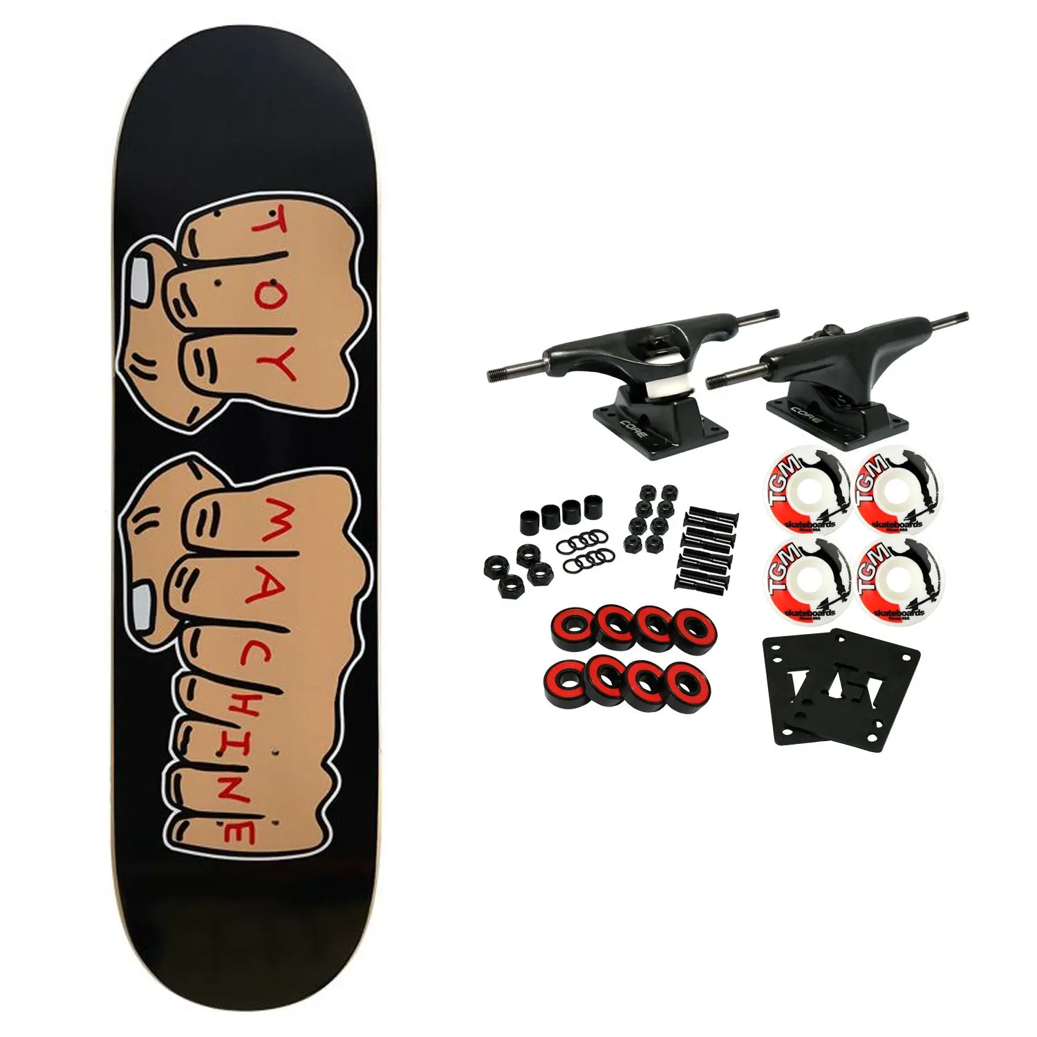 Toy Machine Skateboard Complete New Fists Black 8.0" x 31.63"