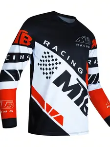 Men's MTB Mountain Bike Riding Long Sleeve Shirt, Breathable Quick-Dry, Casual Loose-Fit, All Seasons, Random Print, Unlined