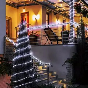 1pc Solar Rope Lights Outdoor, 33/66FT 100/200 LED String Lights With Remote, Outdoor 8 Modes Garden Rope Lights Decorative For Wedding Christmas Halloween Patio Porch Pool, Halloween Decorations Lights Outdoor