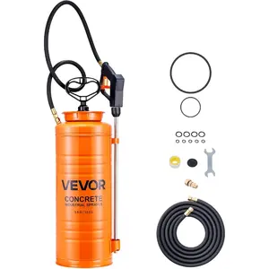 VEVOR Industrial Concrete Sprayer, 3.5 Gallon Stainless Steel Sprayer, Heavy Duty Tri-Poxy Pump Sprayers, 20.5Wand with Ergonomic Gun Handle, 48 120Hose, 2 Brass Nozzles for Construction, GardenVEVOR Super Brand Day
