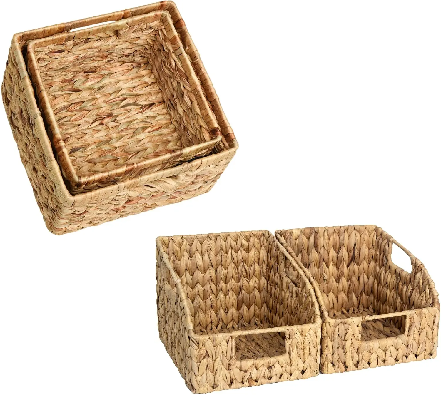 StorageWorks Wicker Storage Basket, Pantry Baskets for Organizing, Wicker Baskets with Built-in Handles