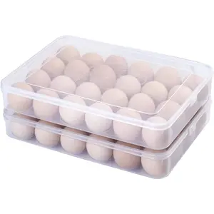 2 Pack Covered Egg Holders for Refrigerator,Clear 2X24 Deviled Egg Tray Storage Box Dispenser,Stackable Plastic Egg Cartons,Egg Holder Countertop(48 Eggs)