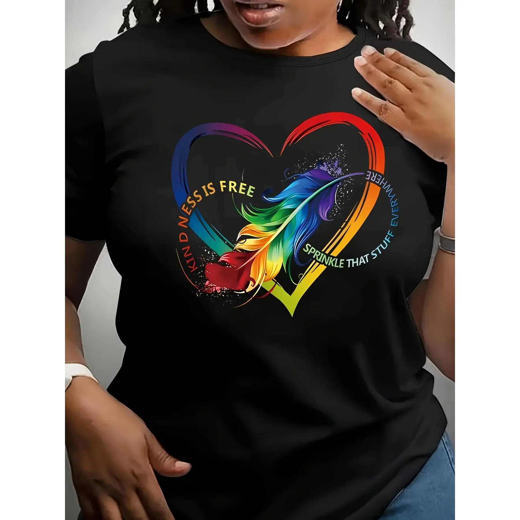 Men's Plus Size Round Neck Cotton T-Shirt - Short Sleeve/Shortsleeve, Long Sleeve, Soft Breathable Fabric, Graphic Prints (Letter, Heart, Feather), Streetwear Casual Pullover Outfits, Stylish Menswear Top, COD Eligible