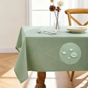 Rectangle Linen Tablecloth Waterproof & Stain Resistant, Wrinkle-Free Table Cloth Adds Elegance and Protection, Ideal for Dining, Party, Wedding and Outdoor, 52 x 70 Inch, Sage Green