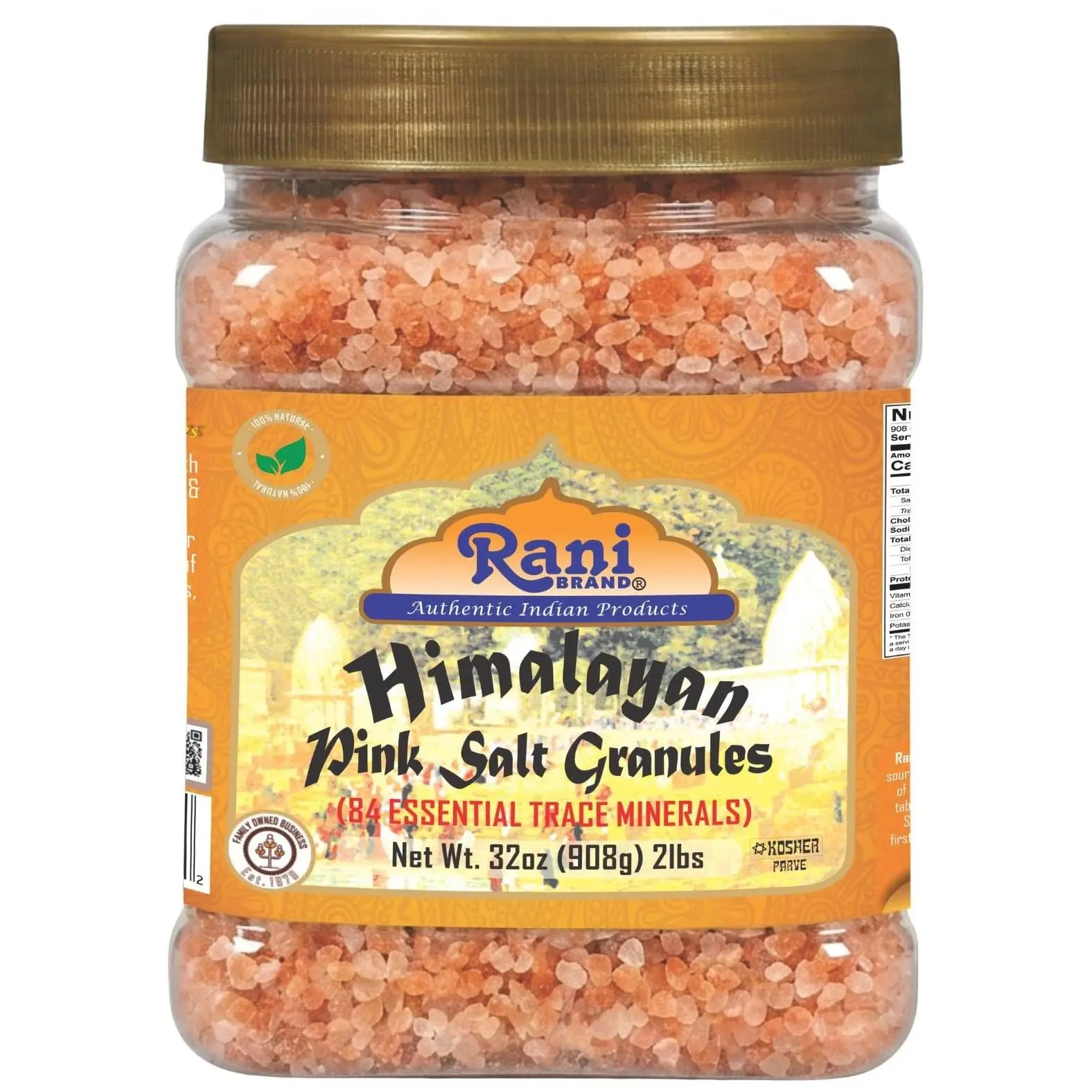 Rani Himalayan Pink Salt Granules (84 Essential Trace Minerals) 32oz (2lbs) 908g PET Jar ~ Natural | Vegan | Gluten Friendly | NON-GMO | Kosher