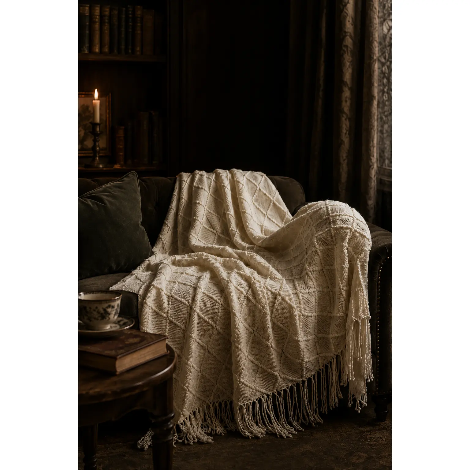 Cozy Lightweight Knitted Fabric Throw Blanket, 100% Acrylic, Traditional Look for Couch, Bed, Living Room Decor & Cozy Corner