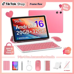 2026 10.1" Android 16 Tablet with Keyboard, Stylus, Mouse,Stan & Case – 3GB base,17GB expand, 32GB ROM, WIFI6,BT5.4, 1280x800 IPS, 8MP+2MP Camera, 6000mAh Battery,for kid’s Gift,Spring Glow Up