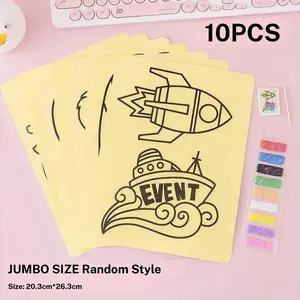 10 Sand Artworks – Enjoy creative fun with colored chalk, relieve stress, and enhance parent-child relationships!