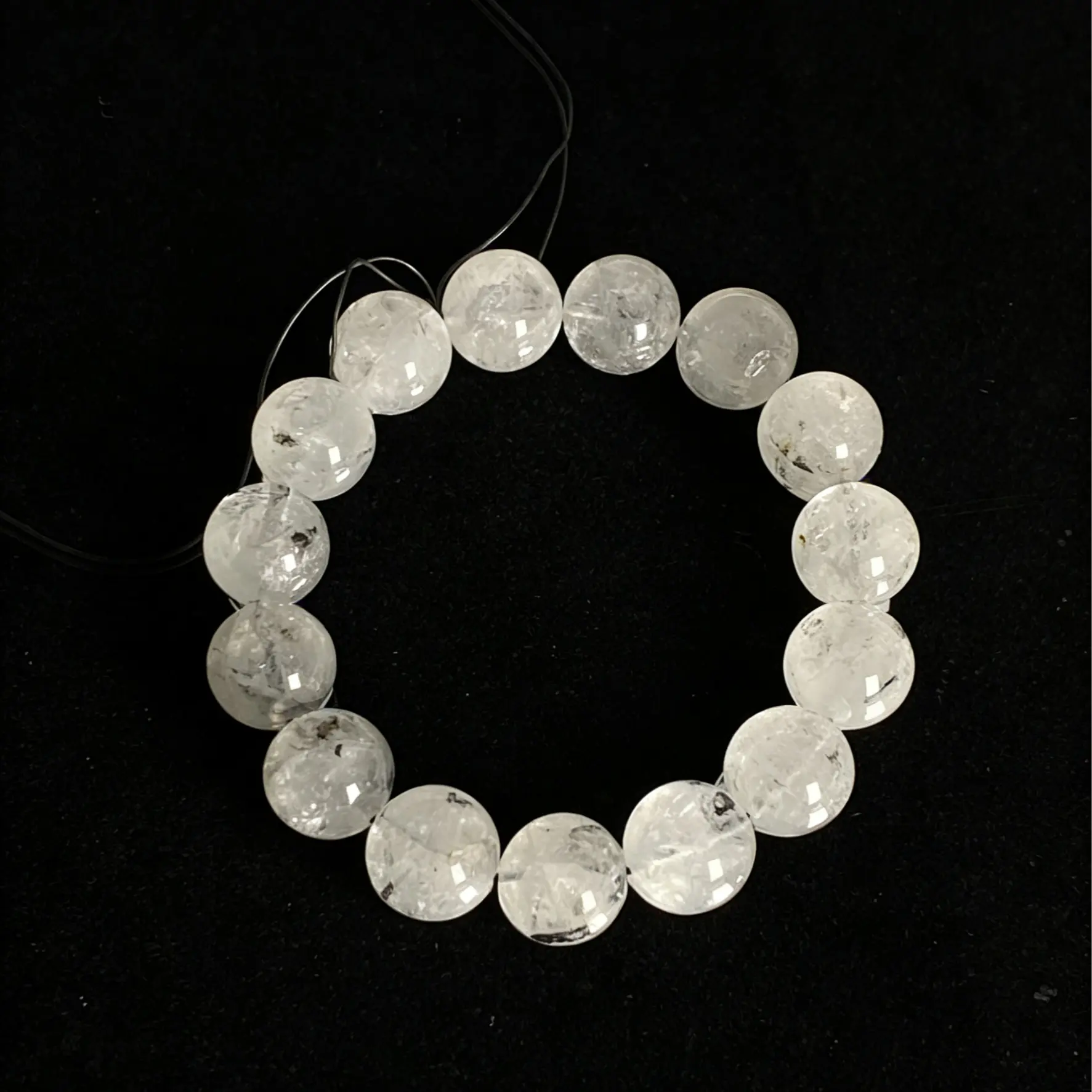 15mm Herkimer Diamond Beaded Bracelet -Crystal Energy Jewelry