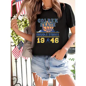 [100% Cotton] Golden State Basketball Team Vintage T-Shirt Ladies Cute Design For Golden State Basketball Fans, Perfect Gift For Fans Summer Hoodie Black Top Graphic Tees Men Gifts Cotton Casual Crewneck Womenswear Casual Crew Ne T-Shirt For Men And Women