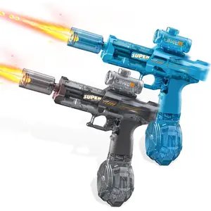 2 Pack Electric Water blaster toy with Light Up,Full Automatic Electric Water Squirter 28-32 FT Range Water Pistol Blaster Soaker,Summer Outdoor Pool,Water Toy for Adult&Kid，Water Shooter LED Lighted light-up luminous flame effect water gun powerful