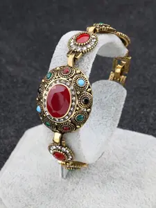 Vintage Bohemian Style Large Gemstone Women's Fashion Bracelet, Elegant Jewelry Accessory, Perfect for Daily Wear and Special Occasions