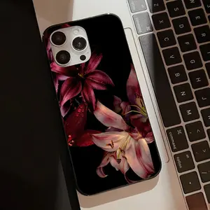 Anti-Drop Tpu Phone Case with Floral Lotus Design, Compatible with iPhone 11/12/13/14 Pro Max/15 Pro/16 Plus/16 Pro Max/17/17 Pro/17 Pro Max