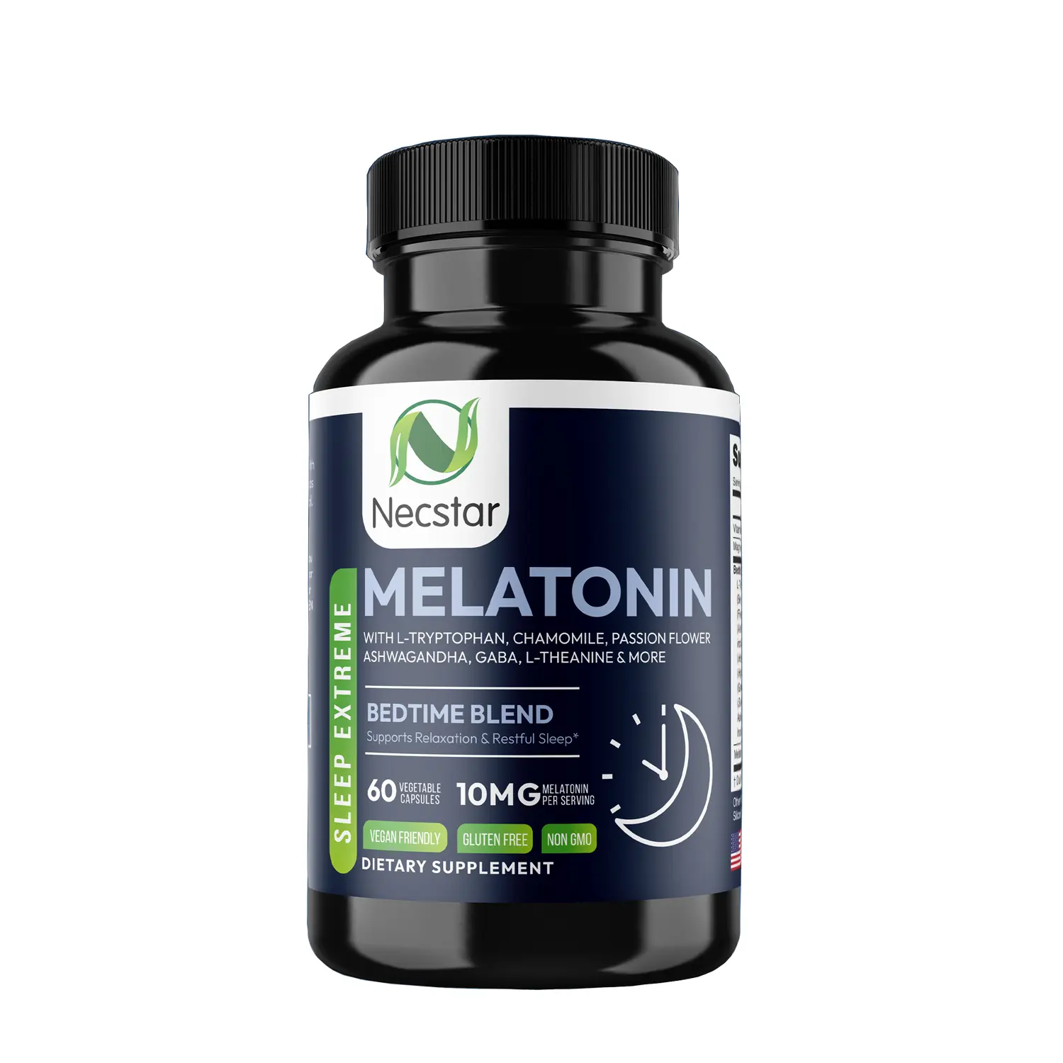 Necstar Sleep Melatonin 10mg, Sleep Support Dietary Supplement, Relax and Sleep Aid, 60 Vegan Capsules Healthcare