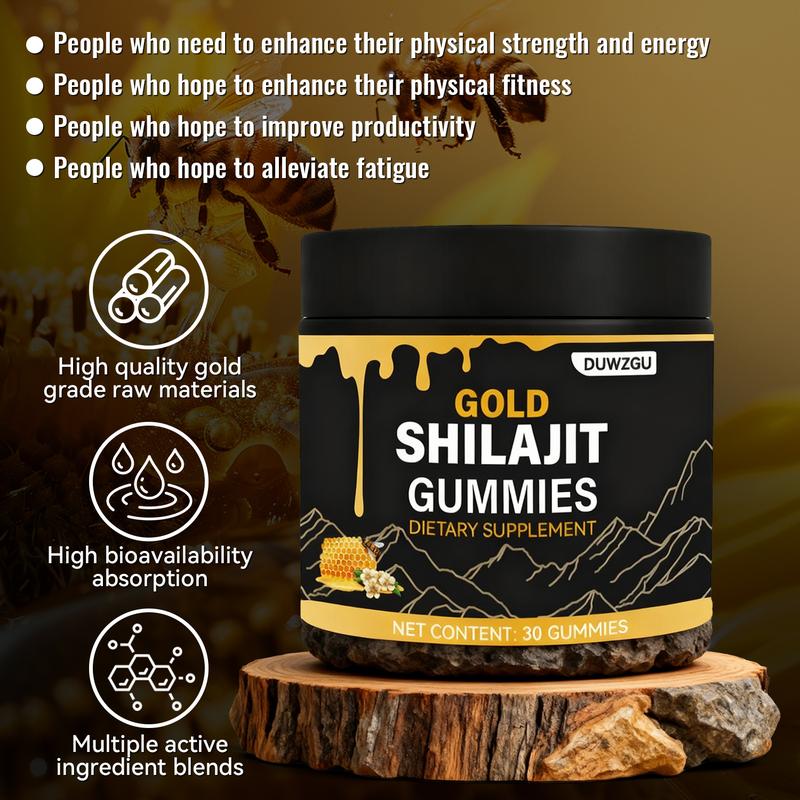 GOLD Shilajit Honey Gummies Supplement with Shilajit Honey Minerals & Fulvic Acid for Energy Stamina Dietary Supplement US Stock Up Specials 30 Gummies